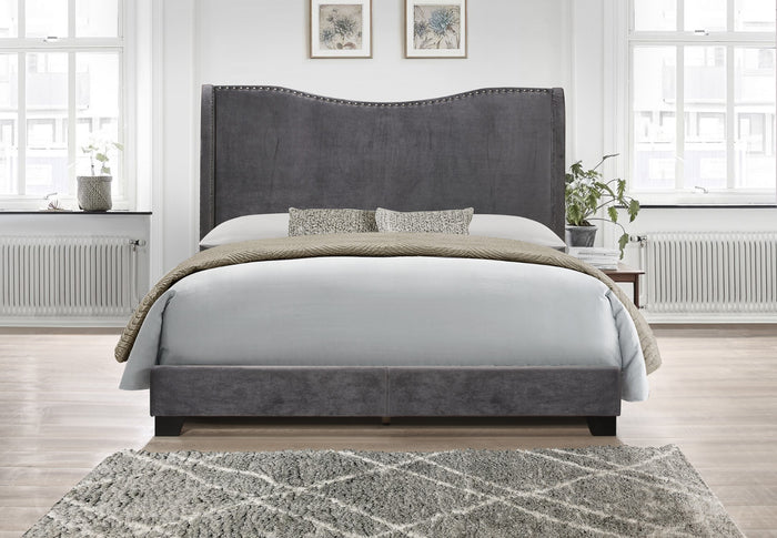 Home Design Kris Upholstered Wingback Bed Frame, Adult Bedroom or Guest Room