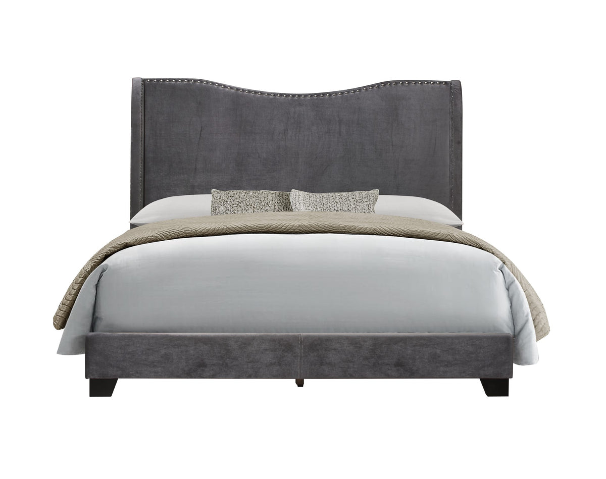 Home Design Kris Upholstered Wingback Bed Frame, Adult Bedroom or Guest Room