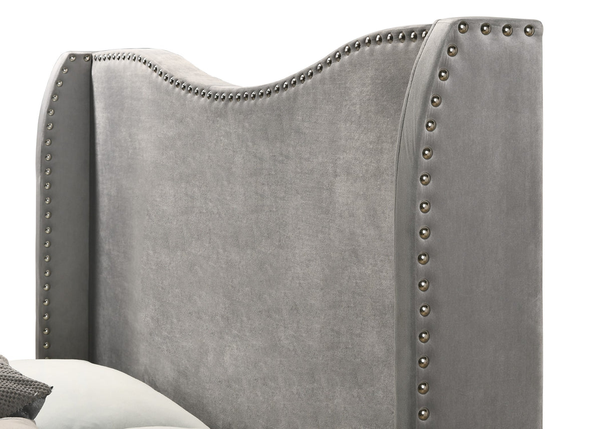 Home Design Kris Upholstered Wingback Bed Frame, Adult Bedroom or Guest Room
