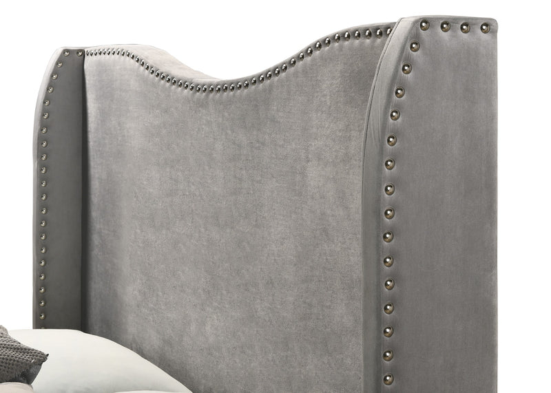 Home Design Kris Upholstered Wingback Bed Frame, Adult Bedroom or Guest Room