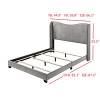 Home Design Kris Upholstered Wingback Bed Frame, Adult Bedroom or Guest Room
