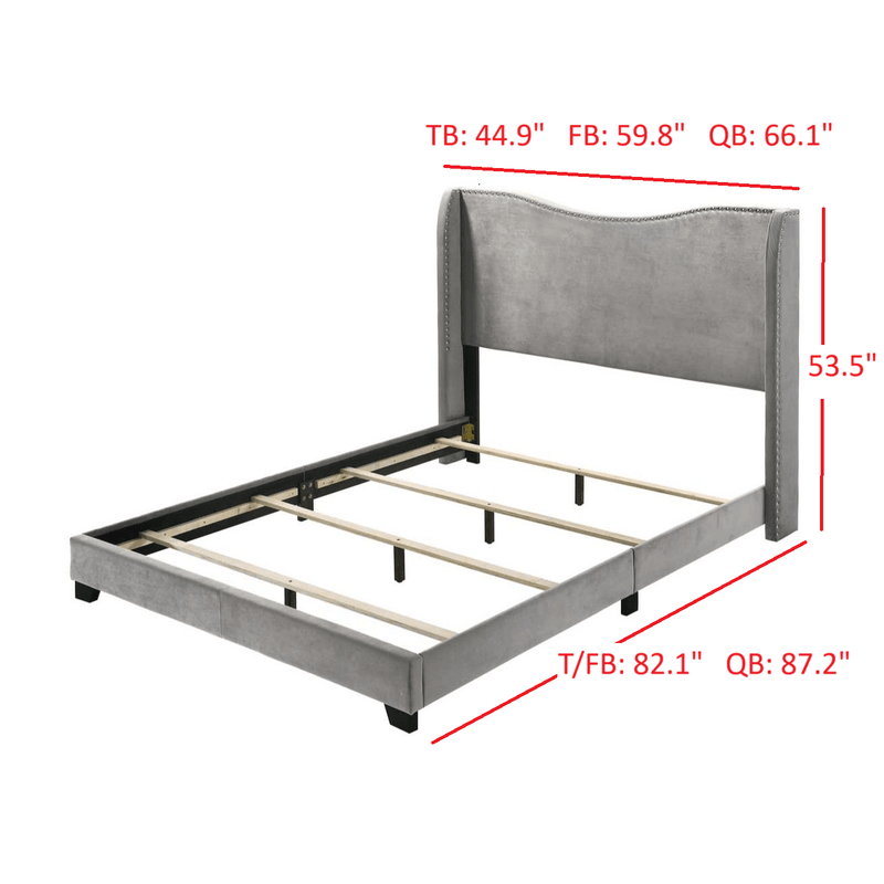 Home Design Kris Upholstered Wingback Bed Frame, Adult Bedroom or Guest Room