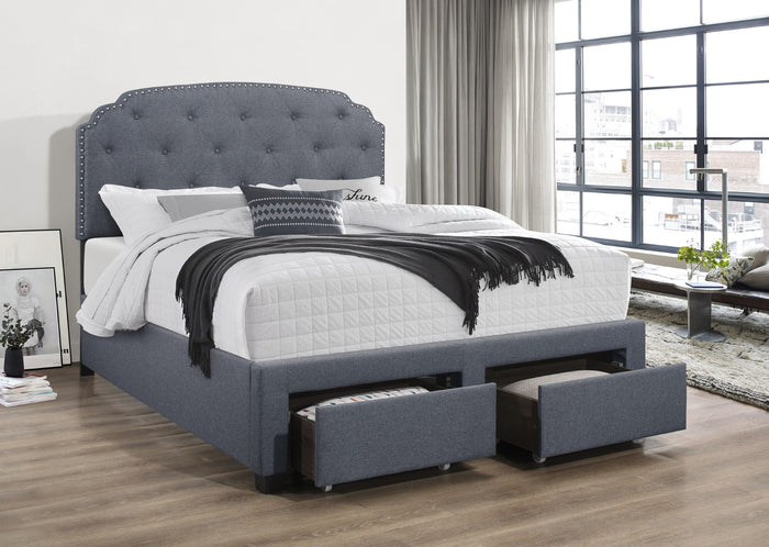 Home Design Carolina Drawer Bed Frame, Gray
