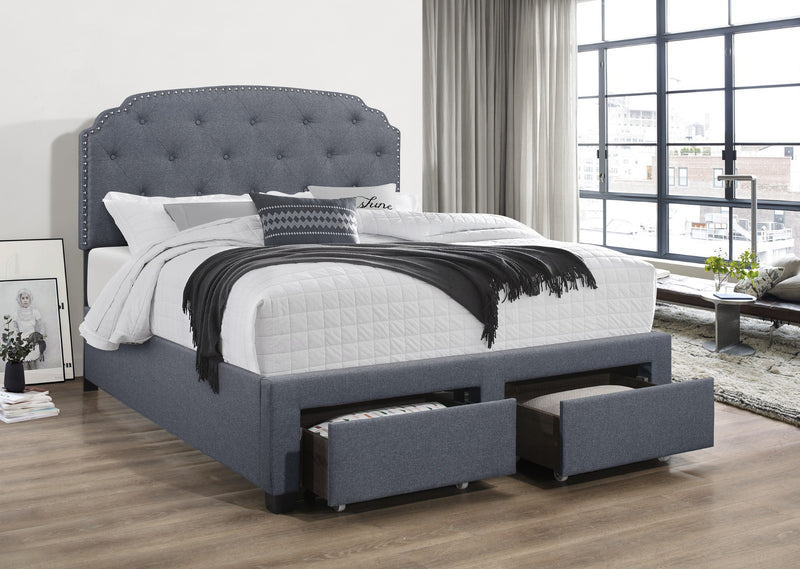 Home Design Carolina Drawer Bed Frame, Gray