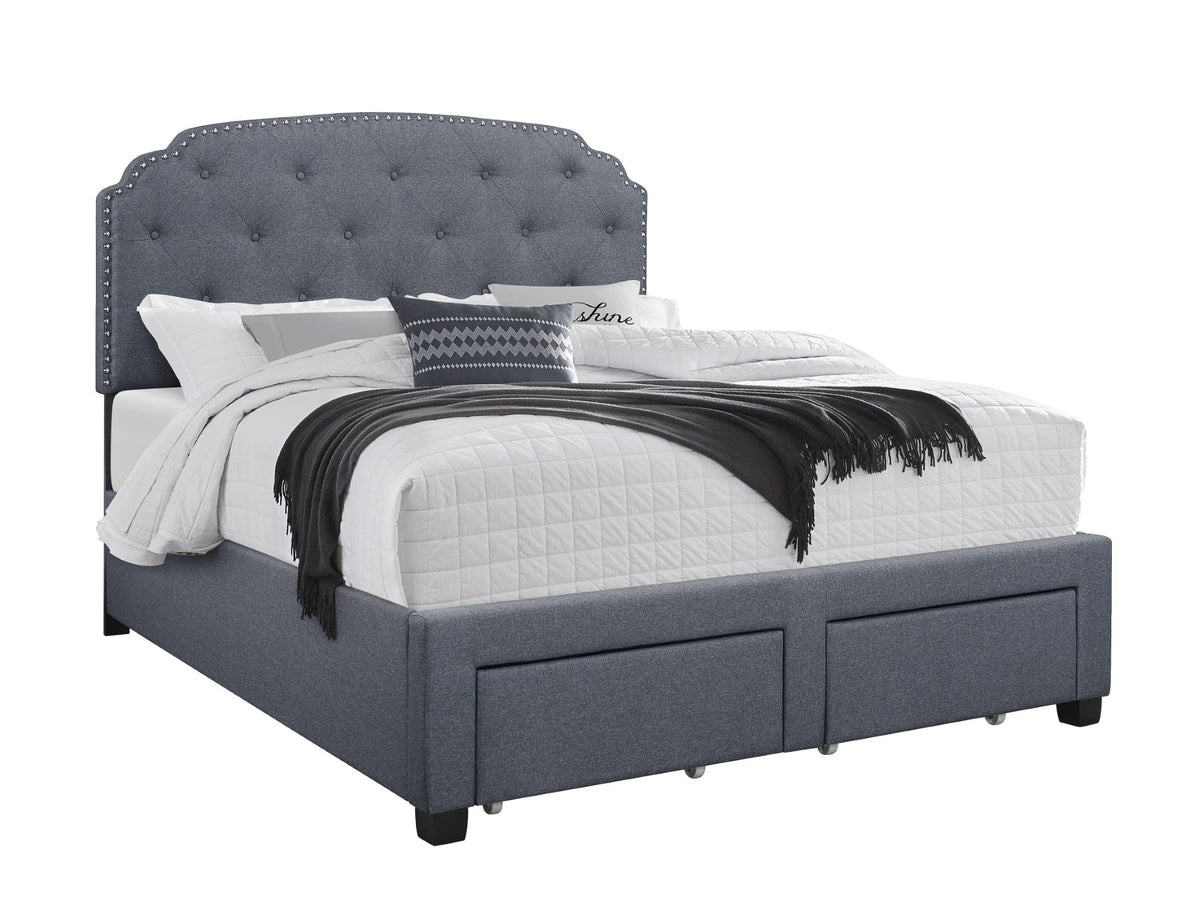 Home Design Carolina Drawer Bed Frame, Gray