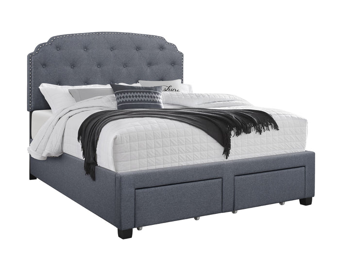Home Design Carolina Drawer Bed Frame, Gray