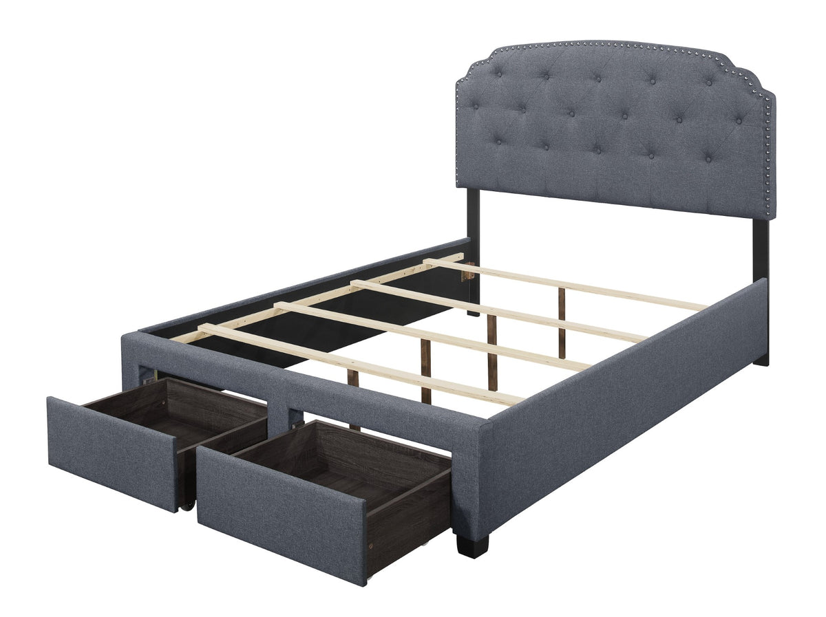 Home Design Carolina Drawer Bed Frame, Gray