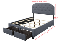 Home Design Carolina Drawer Bed Frame, Gray