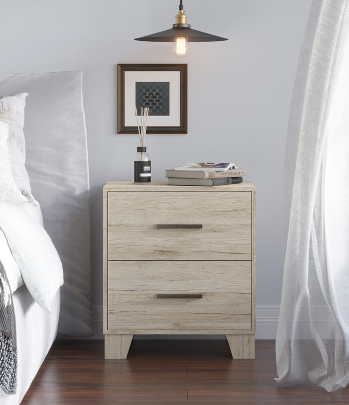 Home Design Stella 1-Drawer Nightstand, Light Oak, Modern Bedroom Nightstand