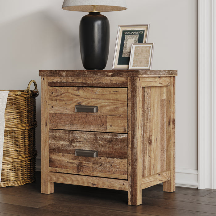 Home Design Bristol Nightstand with 2 Storage Drawer for Bedroom, Easy Assembly