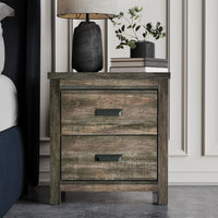 Home Design Bristol Nightstand with 2 Storage Drawer for Bedroom, Easy Assembly