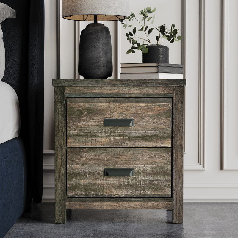 Home Design Bristol Nightstand with 2 Storage Drawer for Bedroom, Easy Assembly