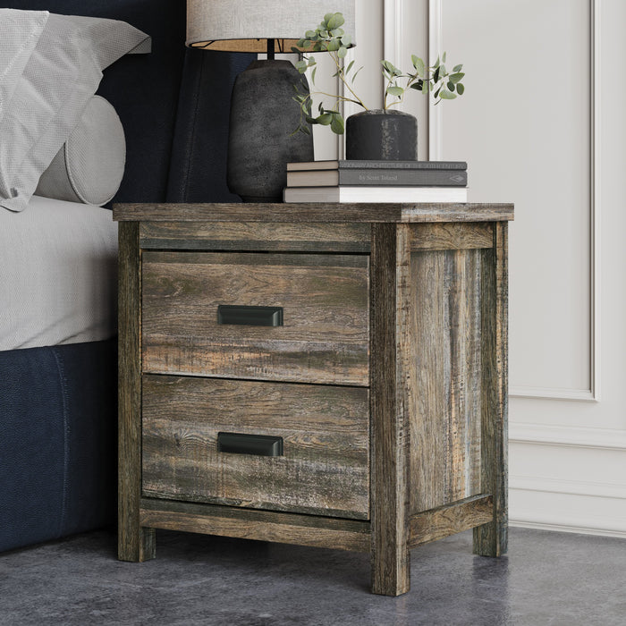 Home Design Bristol Nightstand with 2 Storage Drawer for Bedroom, Easy Assembly
