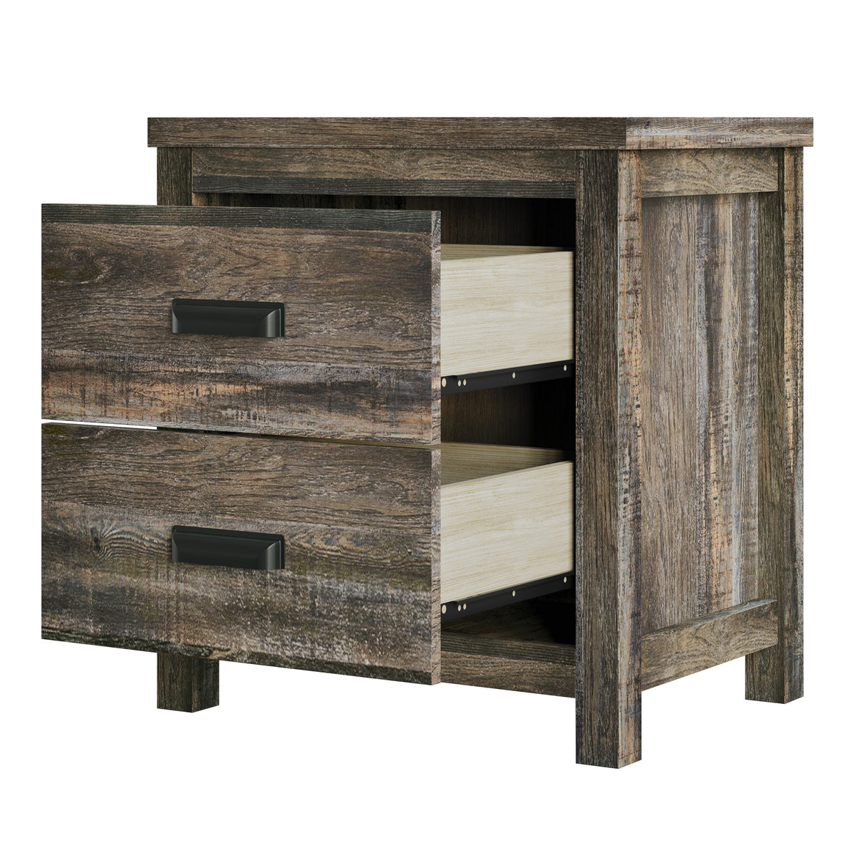 Home Design Bristol Nightstand with 2 Storage Drawer for Bedroom, Easy Assembly