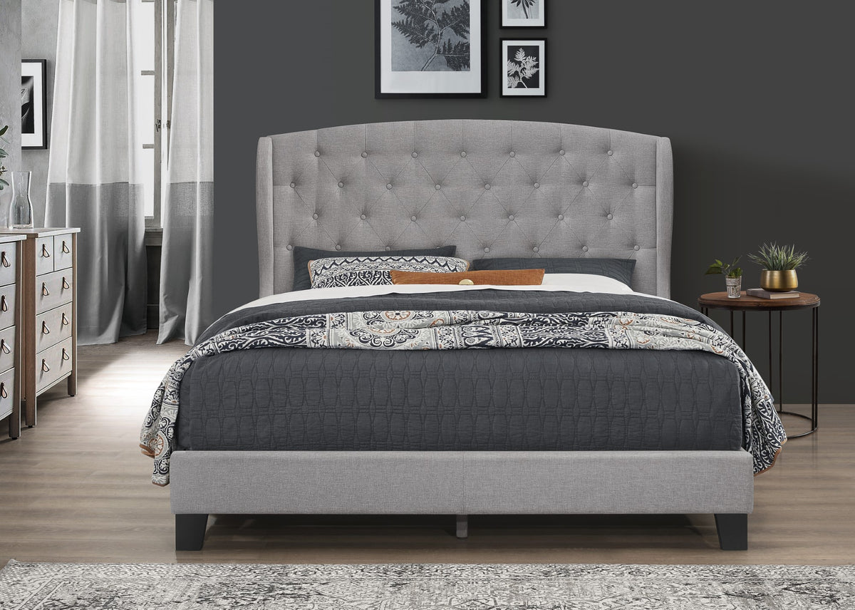 Home Design Samuel Tufted Upholstered Wingback Platform Bed Frame
