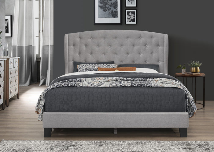 Home Design Samuel Tufted Upholstered Wingback Platform Bed Frame