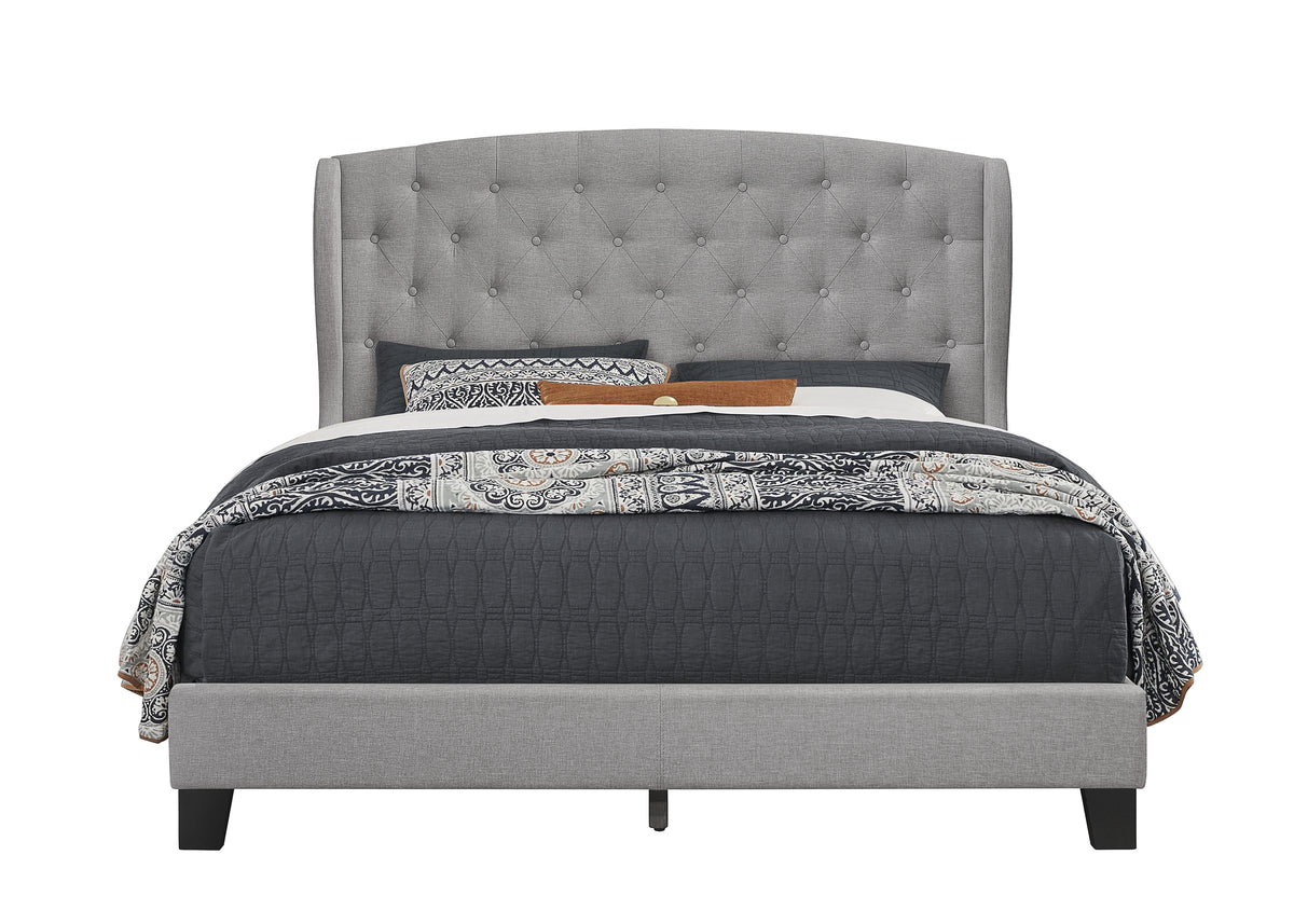 Home Design Samuel Tufted Upholstered Wingback Platform Bed Frame