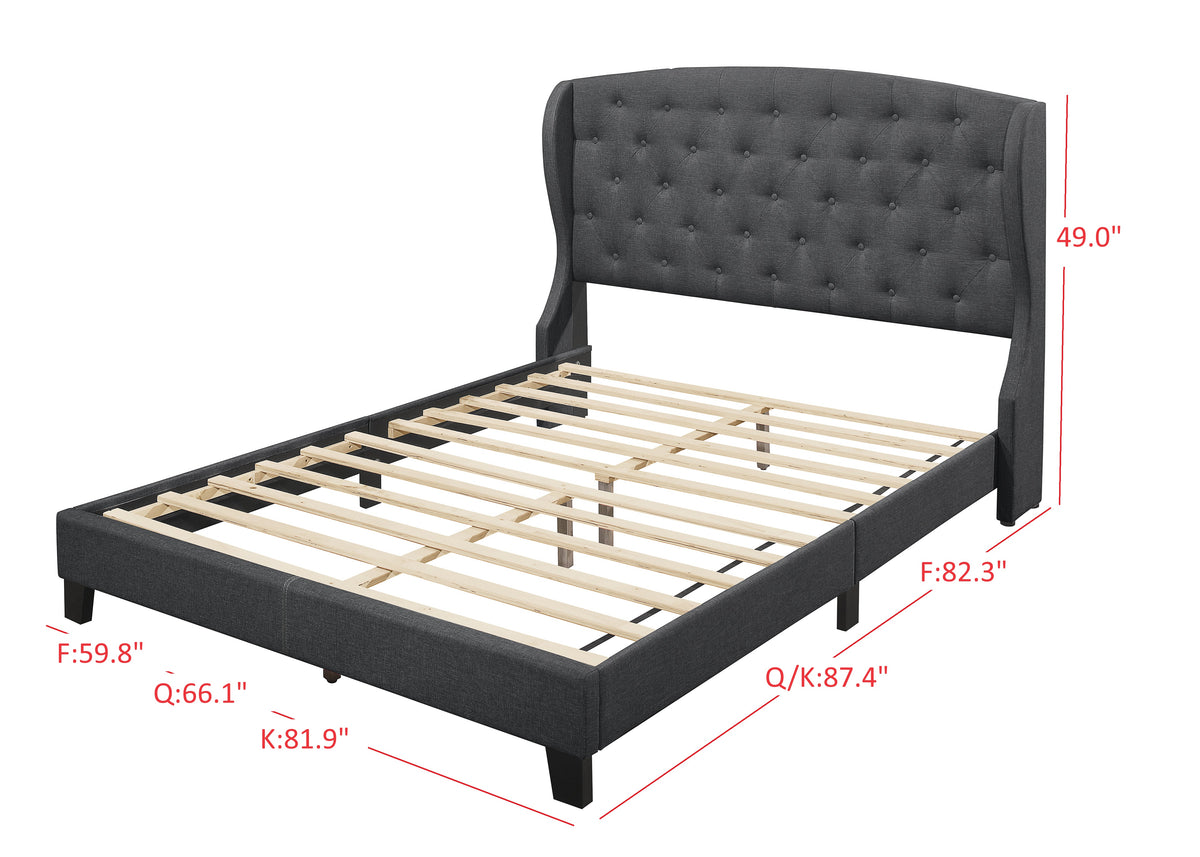Home Design Samuel Tufted Upholstered Wingback Platform Bed Frame