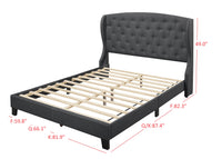Home Design Samuel Tufted Upholstered Wingback Platform Bed Frame