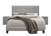 Home Design Sara Upholstered Panel Bed Frame with 2 Nightstands, Gray