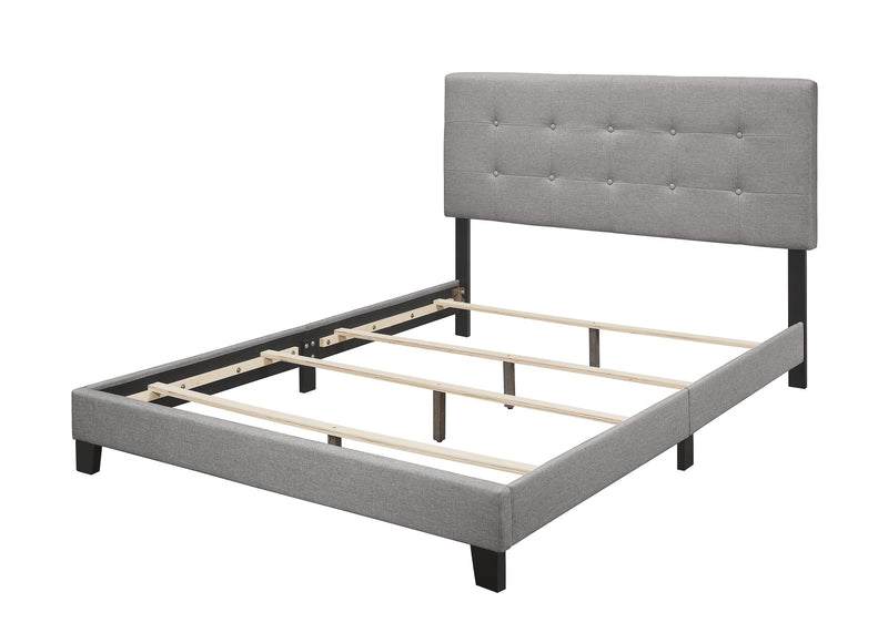 Home Design Sara Upholstered Panel Bed Frame with 2 Nightstands, Gray
