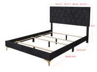 Home Design Sana Upholstered Panel Bed Frame with 2 Nightstands