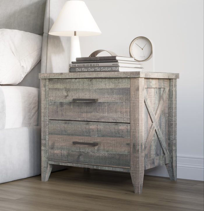 Home Design Derby 2 Drawer Nightstand, Brown