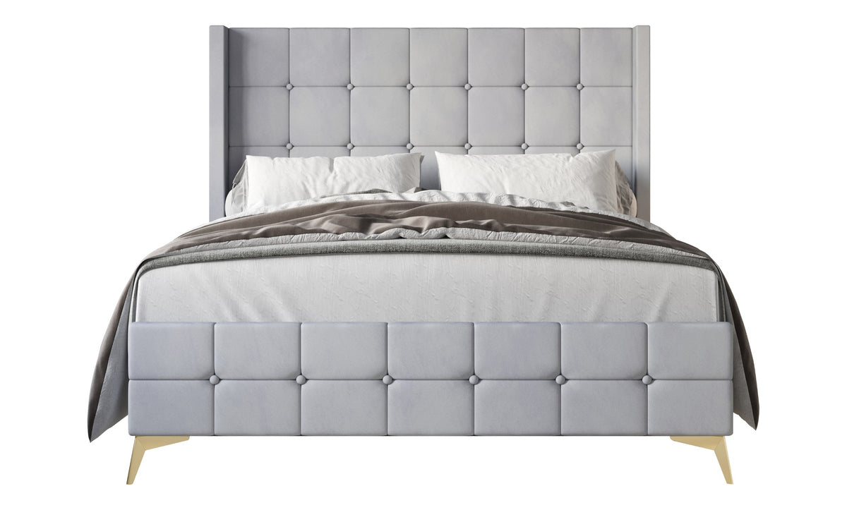 Home Design Gisella Upholstered Panel Bed Frame with Headboard Wingback for Adult