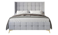 Home Design Gisella Upholstered Panel Bed Frame with Headboard Wingback for Adult