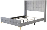Home Design Gisella Upholstered Panel Bed Frame with Headboard Wingback for Adult