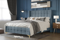 Home Design Gisella Upholstered Panel Bed Frame with Headboard Wingback for Adult