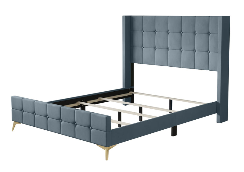 Home Design Gisella Upholstered Panel Bed Frame with Headboard Wingback for Adult