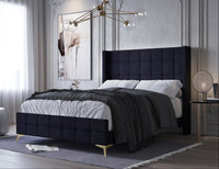 Home Design Gisella Upholstered Panel Bed Frame with Headboard Wingback for Adult