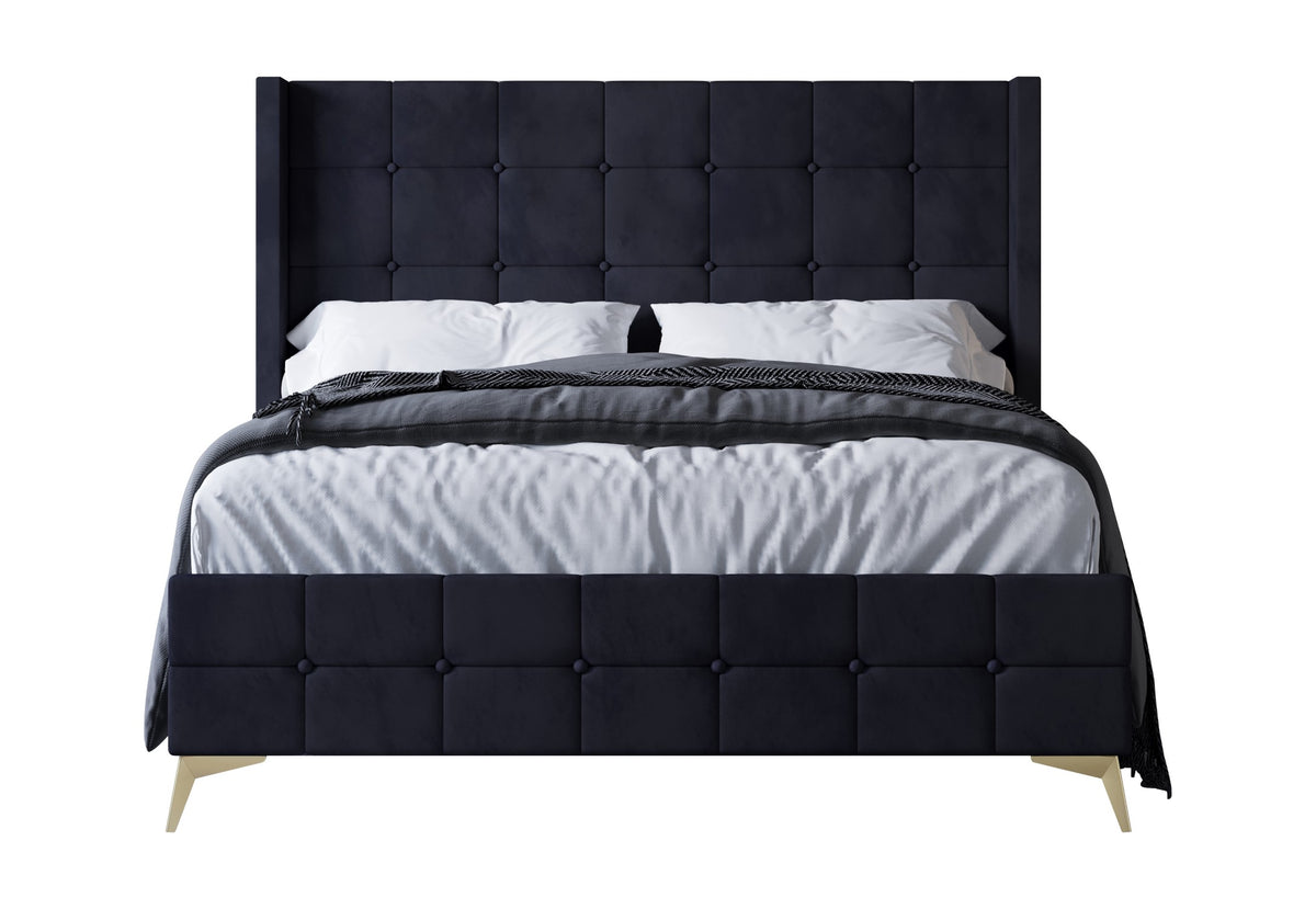 Home Design Gisella Upholstered Panel Bed Frame with Headboard Wingback for Adult