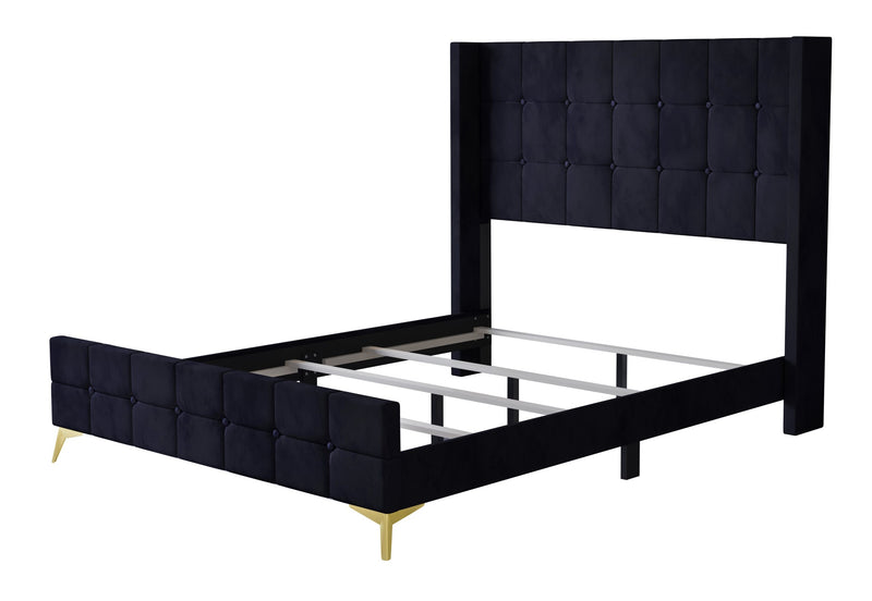 Home Design Gisella Upholstered Panel Bed Frame with Headboard Wingback for Adult