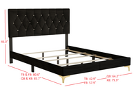 Home Design Betsy Button Tufted Upholstered Panel Bed Frame with Storage Bench, Black, Easy Assembly