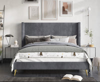 Home Design Chester Upholstered Platform Bed Frame, Gray