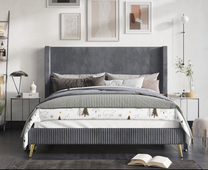 Home Design Chester Upholstered Platform Bed Frame, Gray