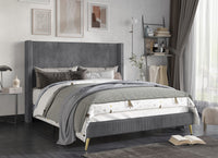 Home Design Chester Upholstered Platform Bed Frame, Gray