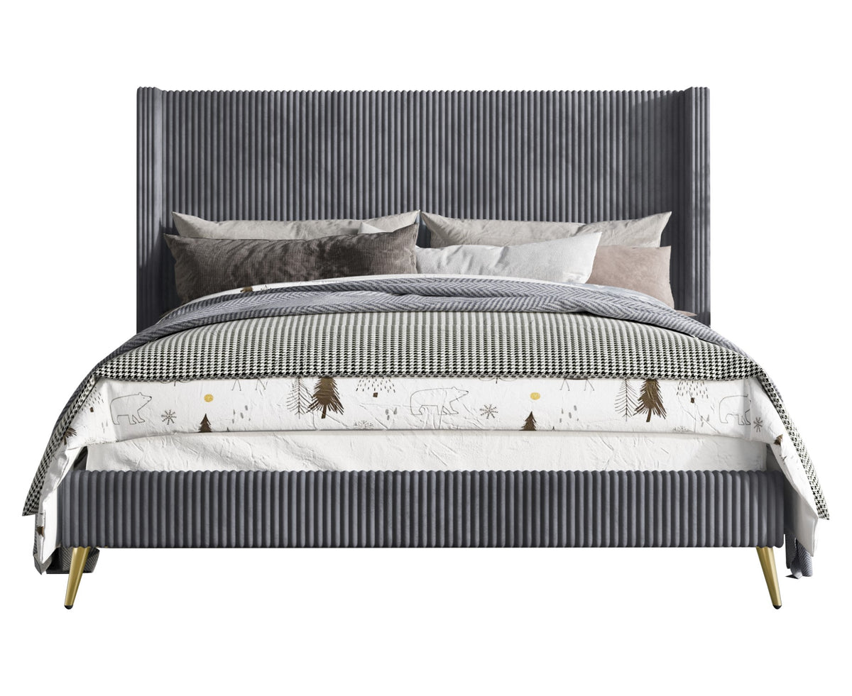Home Design Chester Upholstered Platform Bed Frame, Gray