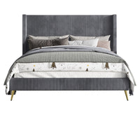 Home Design Chester Upholstered Platform Bed Frame, Gray