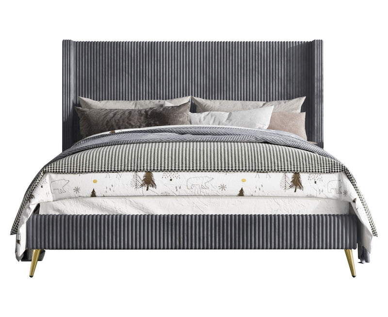 Home Design Chester Upholstered Platform Bed Frame, Gray