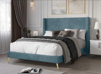 Home Design Chester Upholstered Platform Bed Frame, Gray