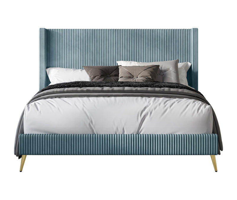Home Design Chester Upholstered Platform Bed Frame, Gray