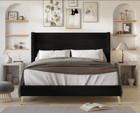 Home Design Chester Upholstered Platform Bed Frame, Gray