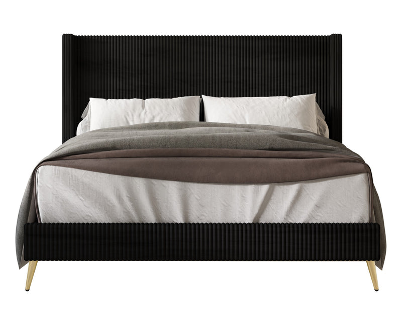 Home Design Chester Upholstered Platform Bed Frame, Gray