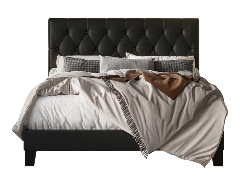 Home Design Daisy Modern Upholstered Platform Bed Frame for Adults, Button Tufted Headboard