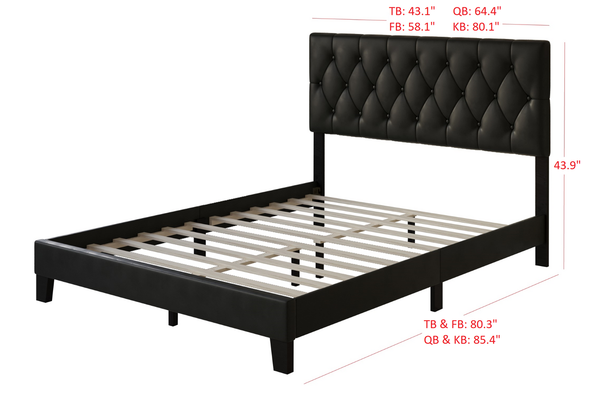 Home Design Daisy Modern Upholstered Platform Bed Frame for Adults, Button Tufted Headboard