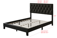 Home Design Daisy Modern Upholstered Platform Bed Frame for Adults, Button Tufted Headboard