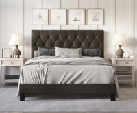 Home Design Daisy Modern Upholstered Platform Bed Frame for Adults, Button Tufted Headboard